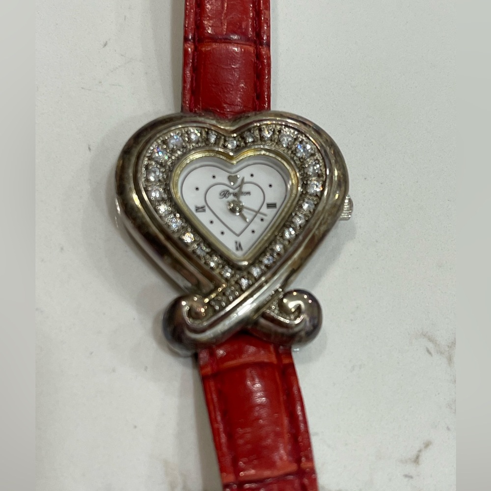 BRIGHTON RED LEATHER HEART CRYSTAL RIVIERA WATCH